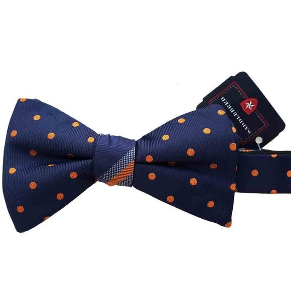 Saddlebred Bowtie Bow Tie Pre-Tied Silk Blend Navy Blue Orange NEW - Picture 1 of 1